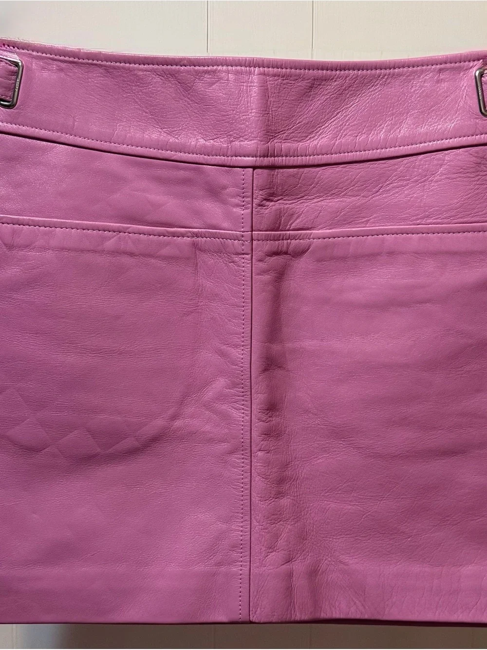 Coach Pink Calf Leather A-Line Mini Skirt w Pockets Sz 10